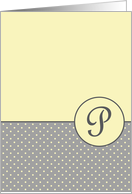 Yellow and Grey Polka Dot Monogram - P card
