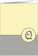 Yellow and Grey Polka Dot Monogram - Q card