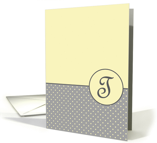 Yellow and Grey Polka Dot Monogram - T card (1306882)