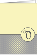 Yellow and Grey Polka Dot Monogram - V card