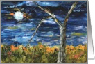 Autumn Evening with Fall Moon Blank inside card