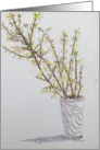 Forsythia Still life art card blank inside card