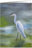 Egret bird art- blank inside card