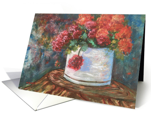 Geraniums art card - blank inside card (1543118)