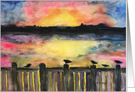 Seagulls At Sunset Art Card blank inside card
