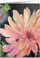Ladybug On Pink Flower blank inside art card
