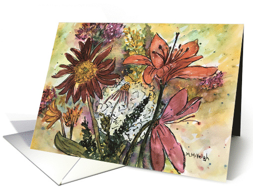 Bouquet Of Autumn Flowers blank inside art card (1749996)
