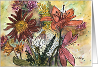 Bouquet Of Autumn Flowers blank inside art card