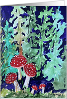 Red and White Polka Dot Mushrooms Fine Art Blank Inside card