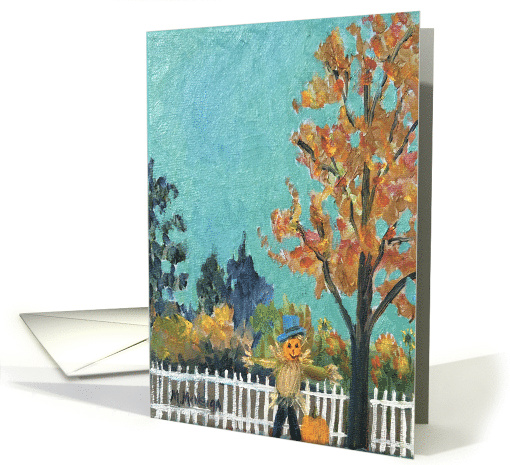 Autumn scene with scarecrow Fine Art Blank Inside card (1949364)