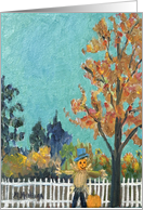 Autumn scene with scarecrow Fine Art Blank Inside card