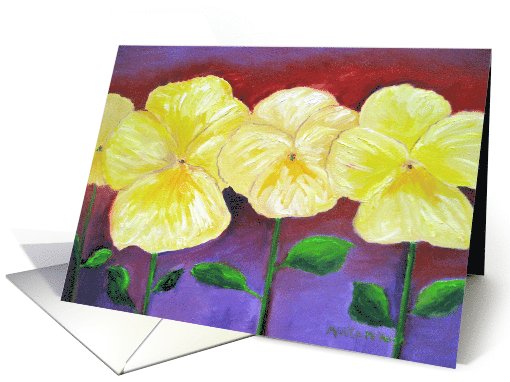 Yellow Pansies-blank inside card (613090)