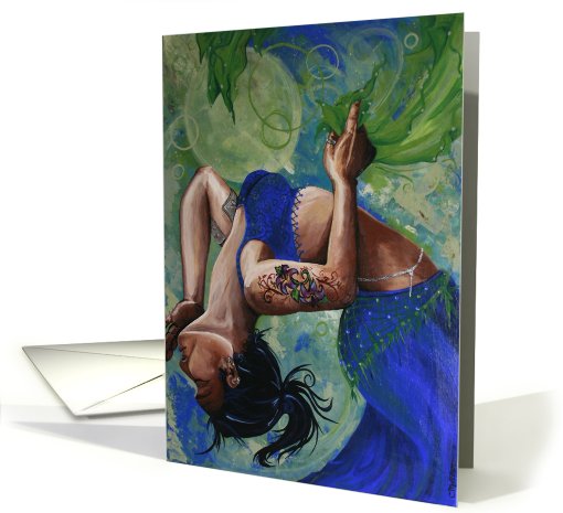 Nadia A belly dancer, set against an abstract background card (611196)