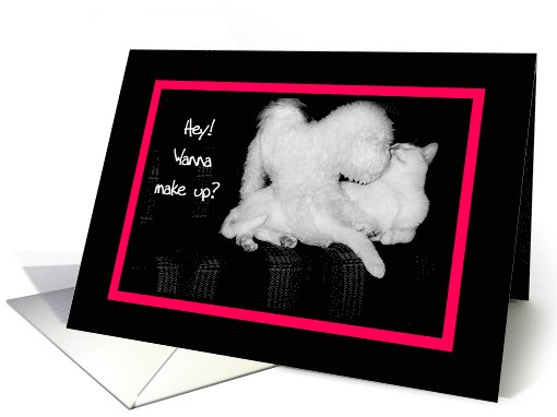 Hey!  Wanna make up? - dog nudging cat card (611690)