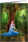 Mystery Fairytale Maiden and Prince in the Forest Blank Note Card
