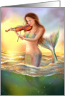 Beautiful woman fantasy mermaid plays on violin. Blank Note Card