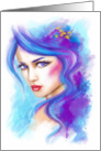 fairy blue fantasy beautiful portrait abstract . Blank Note Card