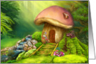 Fantasy mushroom house . Blank Note Card