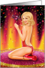 Glamour beautiful Pin up Girl Masquerade show Party card