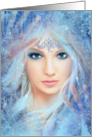 Fantasy Beautiful fairy woman Snow queen. blank card