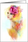 Summer woman color abstract portrait card