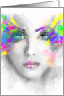 Multicolored abstract Woman Beautiful portrait. Blank Note card