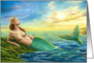 Beautiful princess- fantasy mermaid at sunset .Blank Note card
