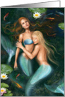 Beautiful fantasy princess mermaids in lake Blank Note card