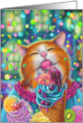 Sweet cat with ice cream Blank Note card
