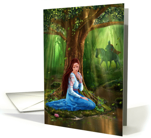 Mystery Fairytale Maiden and Prince in the Forest Blank Note card