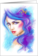 fairy blue fantasy beautiful portrait abstract . Blank Note Card