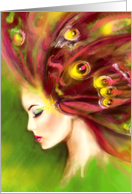 beautiful fairy green summer abstract butterfly. Blank Note Card