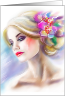 beautiful woman abstract fashion illustration . Blank Note Card