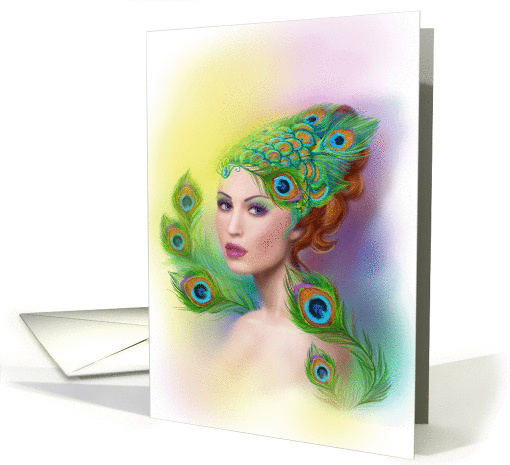 beautiful Peacock fairy.abstract illustration .Blank Note card