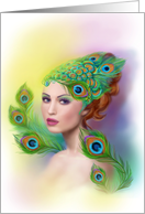 beautiful Peacock fairy.abstract illustration .Blank Note Card