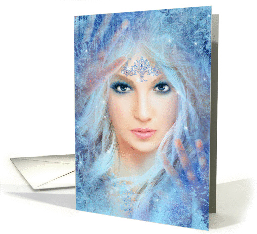 Fantasy Beautiful fairy woman Snow queen. blank card (1373556)