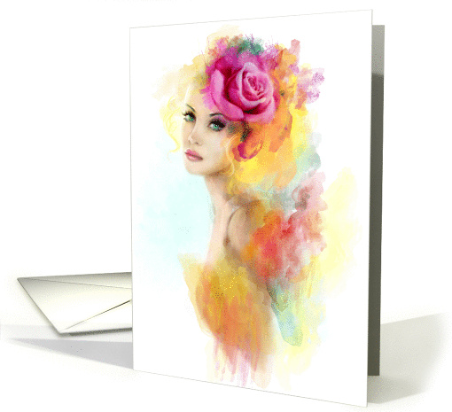 Summer woman color abstract portrait card (1433616)