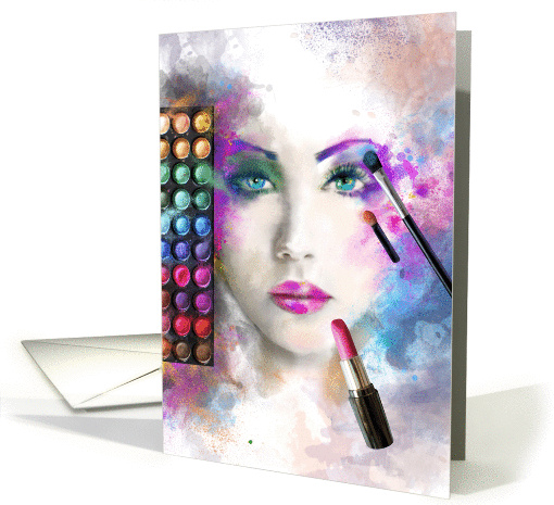 Woman face. fashion make up,abstract. Blank Note card (1433698)