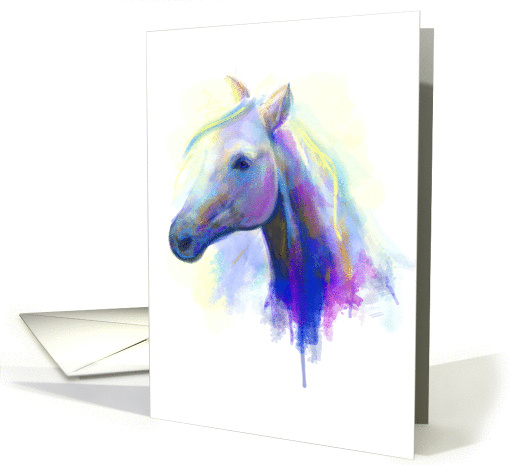 Abstract multi-coloured head horse.Blank Note card (1433724)