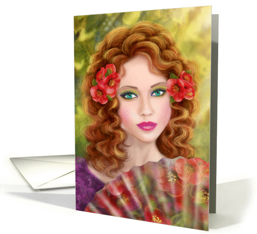 fairy beautiful with a fan. Blank Note card (1433730)