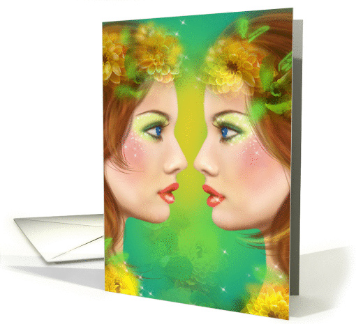 Gemini - Fantasy beautiful woman Blank Note card (1433736)