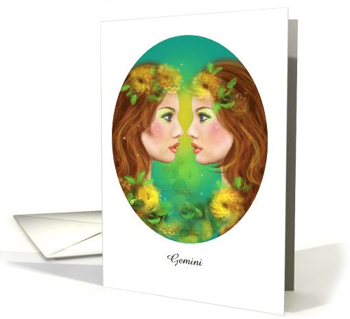 Gemini Horoscope Zodiac - Fantasy beautiful woman. Blank Note card