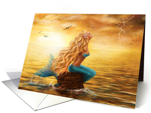 Beautiful mermaid at sunset Blank Note card (1758088)