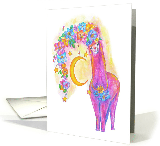 Pink Lama watercolor Blank Note card (1758092)