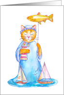 Cute cat watercolor Blank Note card