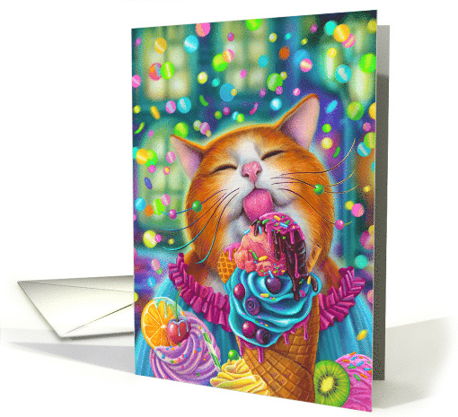 Sweet cat with ice cream Blank Note card (1760796)