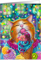 Sweet cat with ice cream Blank Note card