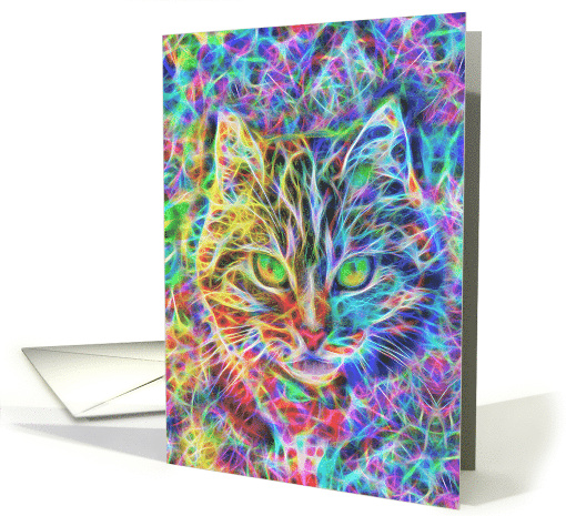 Abstract multicolored cat Blank Note card (1760798)