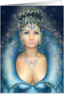 Silver and Blue Fantasy Queen Blank Note Card