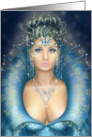 Silver and Blue Fantasy Queen Blank Note Card